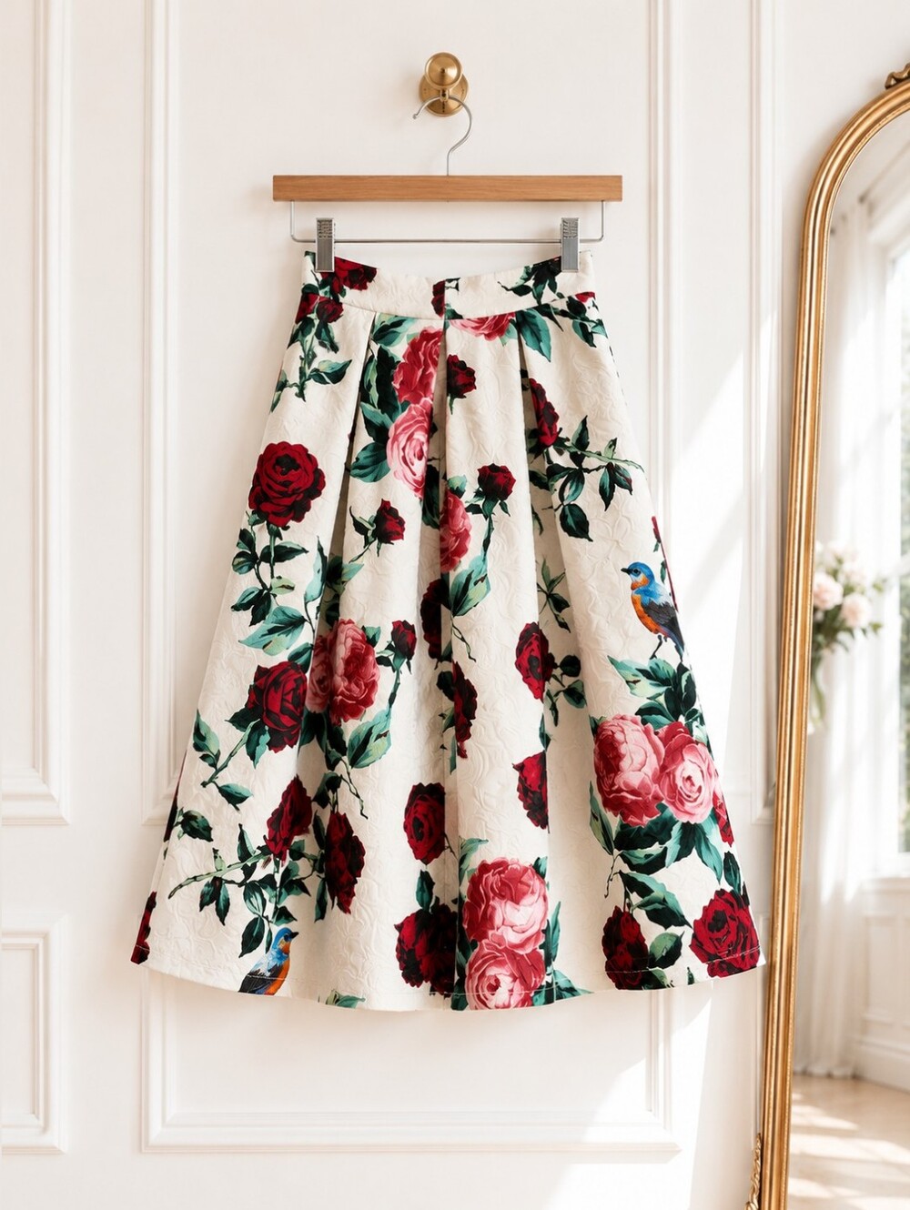 Forever 21 Floral Brocade A-Line Midi Skirt | Romantic Rose Print | Size Small - Picture 5 of 8